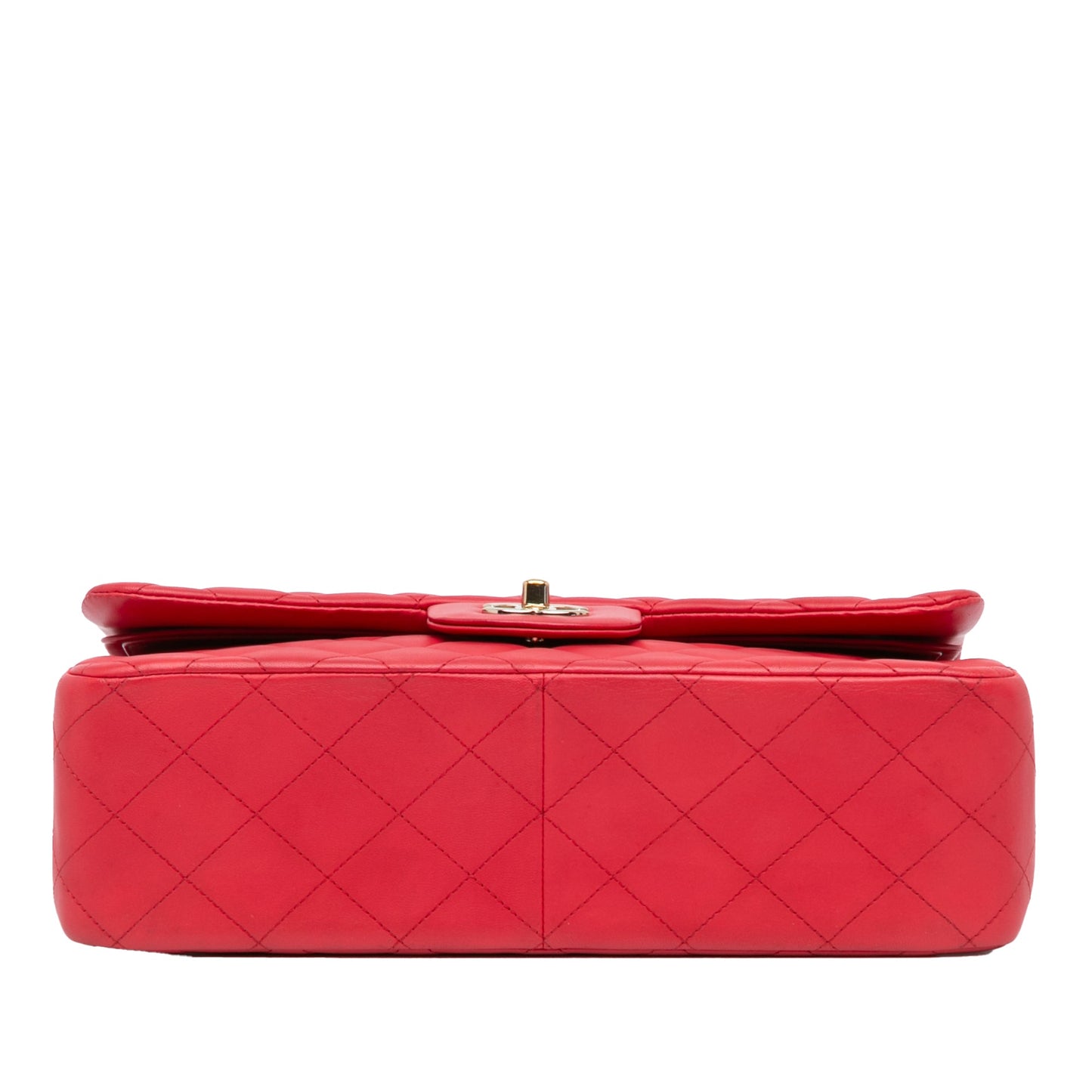 Red Chanel Jumbo Classic Lambskin Double Flap Shoulder Bag