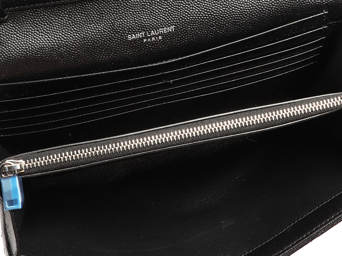 Saint Laurent Black Grain De Poudre Envelope Chain Wallet