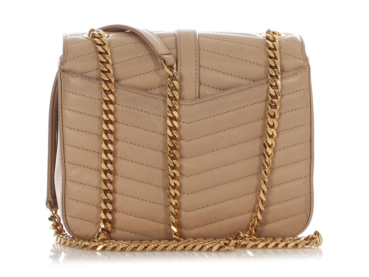 Saint Laurent Beige Le Double Flap