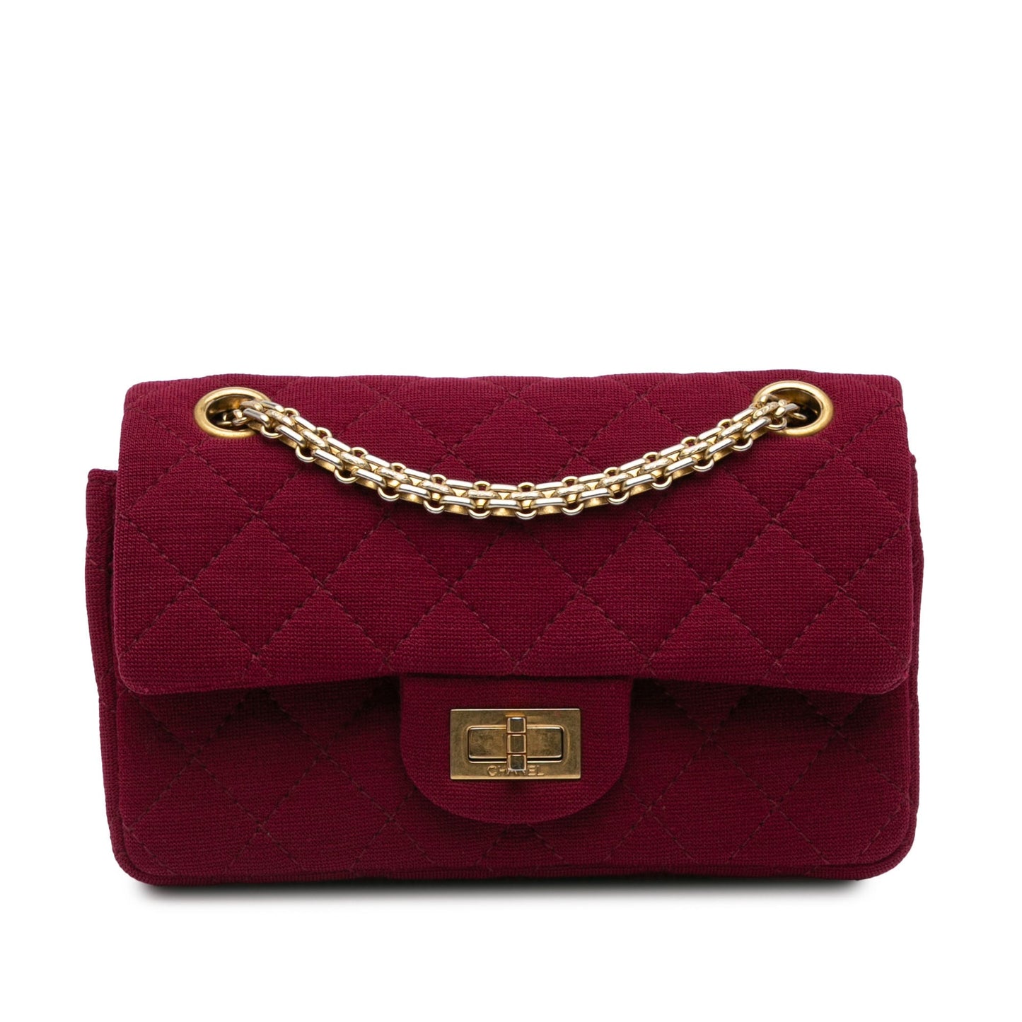 Red Chanel 2.55 Reissue Mini Quilted Jersey Double Flap Shoulder Bag