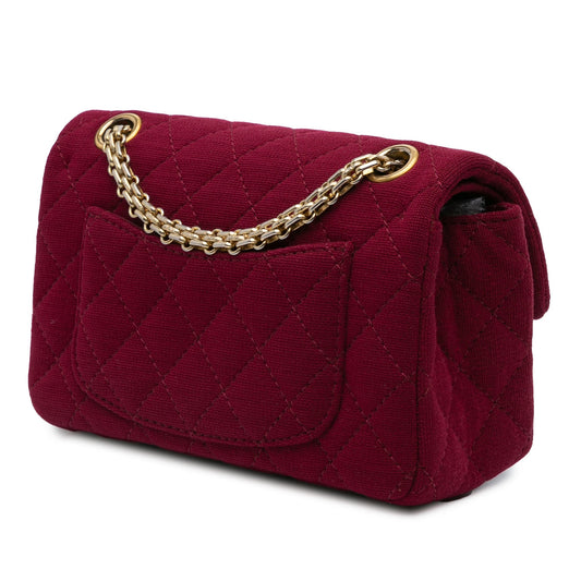 Red Chanel 2.55 Reissue Mini Quilted Jersey Double Flap Shoulder Bag