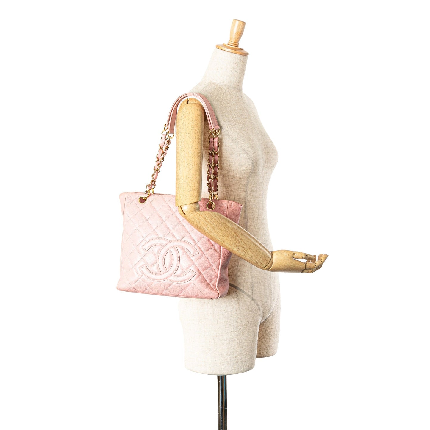 Pink Chanel Caviar Petite Shopping Tote