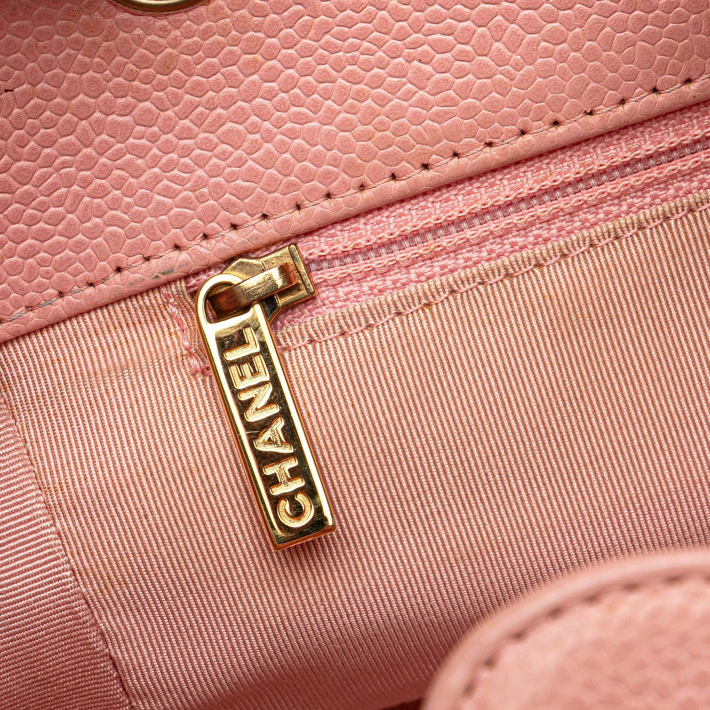 Pink Chanel Caviar Petite Shopping Tote