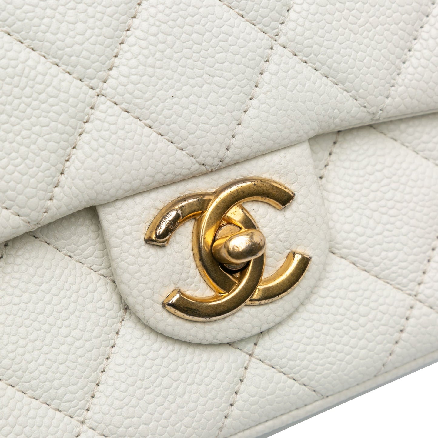 White Chanel Mini Quilted Caviar Chain Soul Flap Crossbody Bag