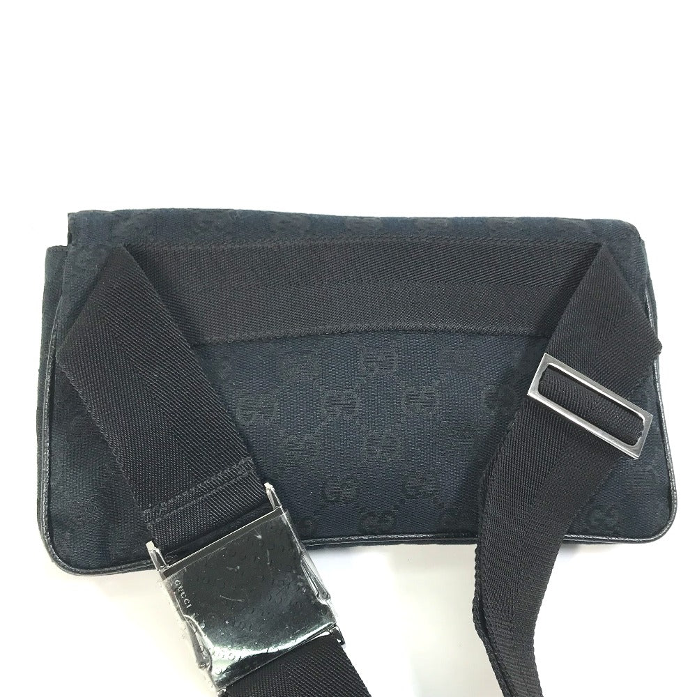 GUCCI Waist bag 146304 GG canvas / leather black GG Belt bag mens Secondhand