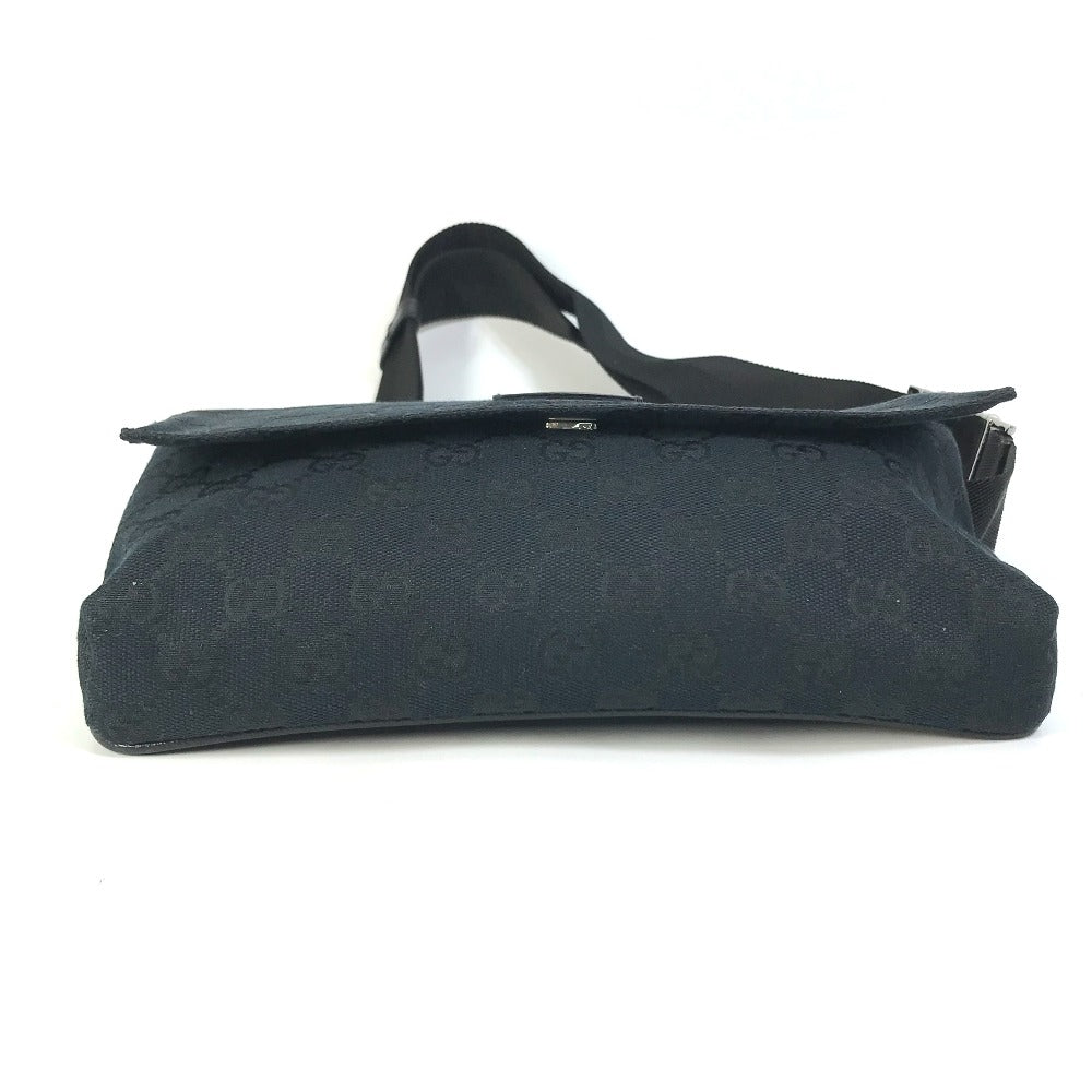 GUCCI Waist bag 146304 GG canvas / leather black GG Belt bag mens Secondhand