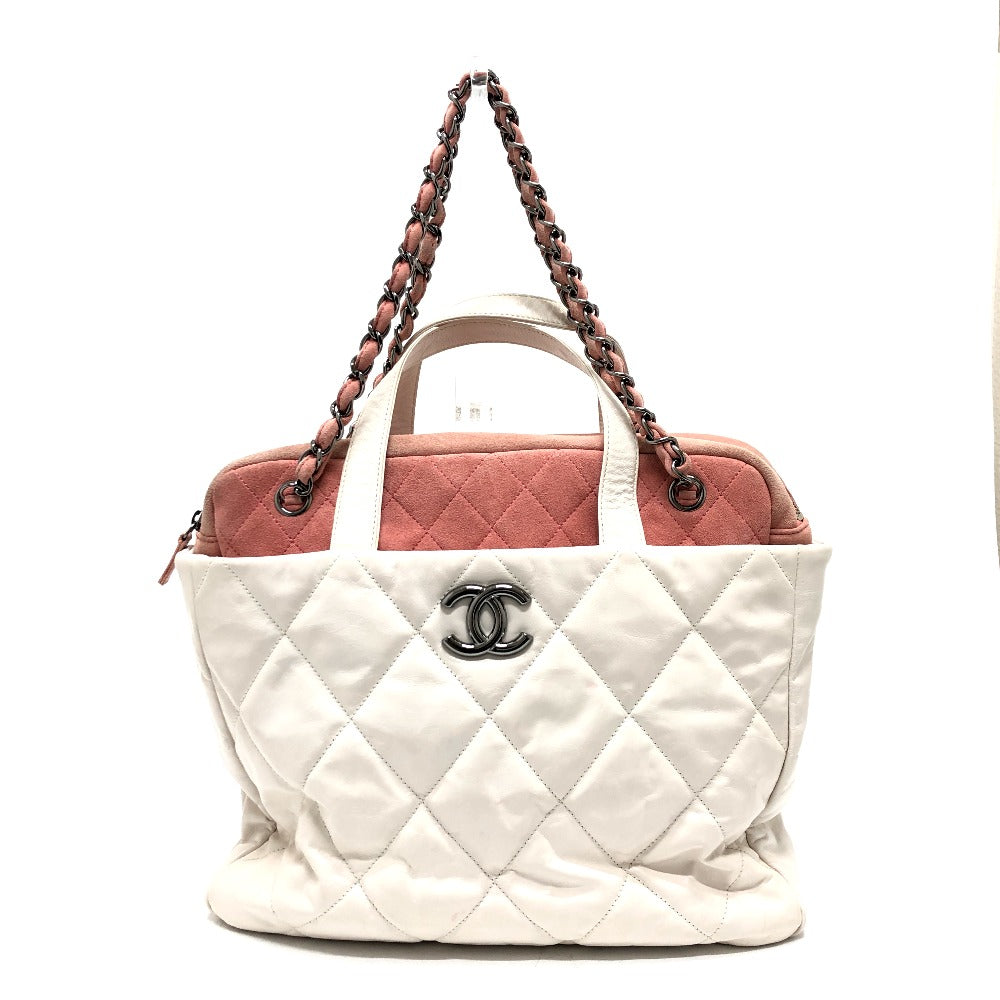 CHANEL Shoulder Bag Leather / suede white CC COCO Mark Portobello Matelasse Women Used