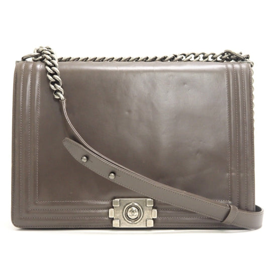 CHANEL Shoulder Bag leather gray Boy chanel