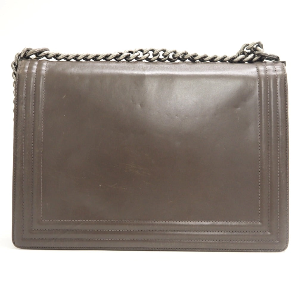 CHANEL Shoulder Bag leather gray Boy chanel