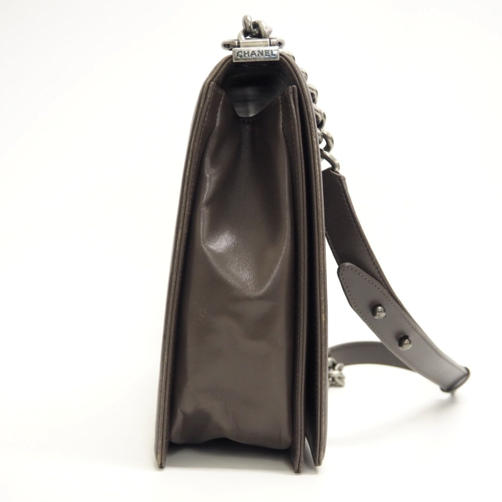 CHANEL Shoulder Bag leather gray Boy chanel