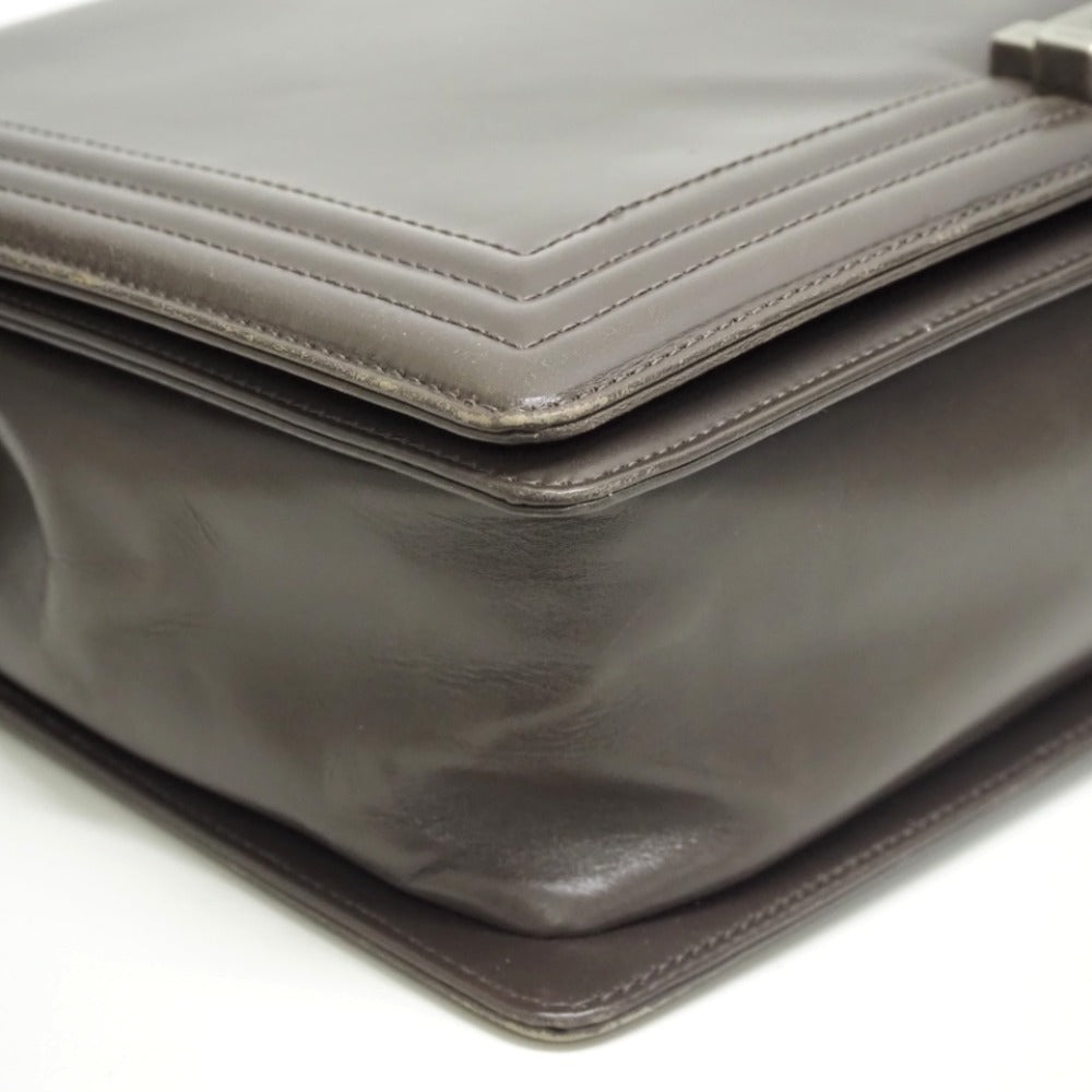 CHANEL Shoulder Bag leather gray Boy chanel