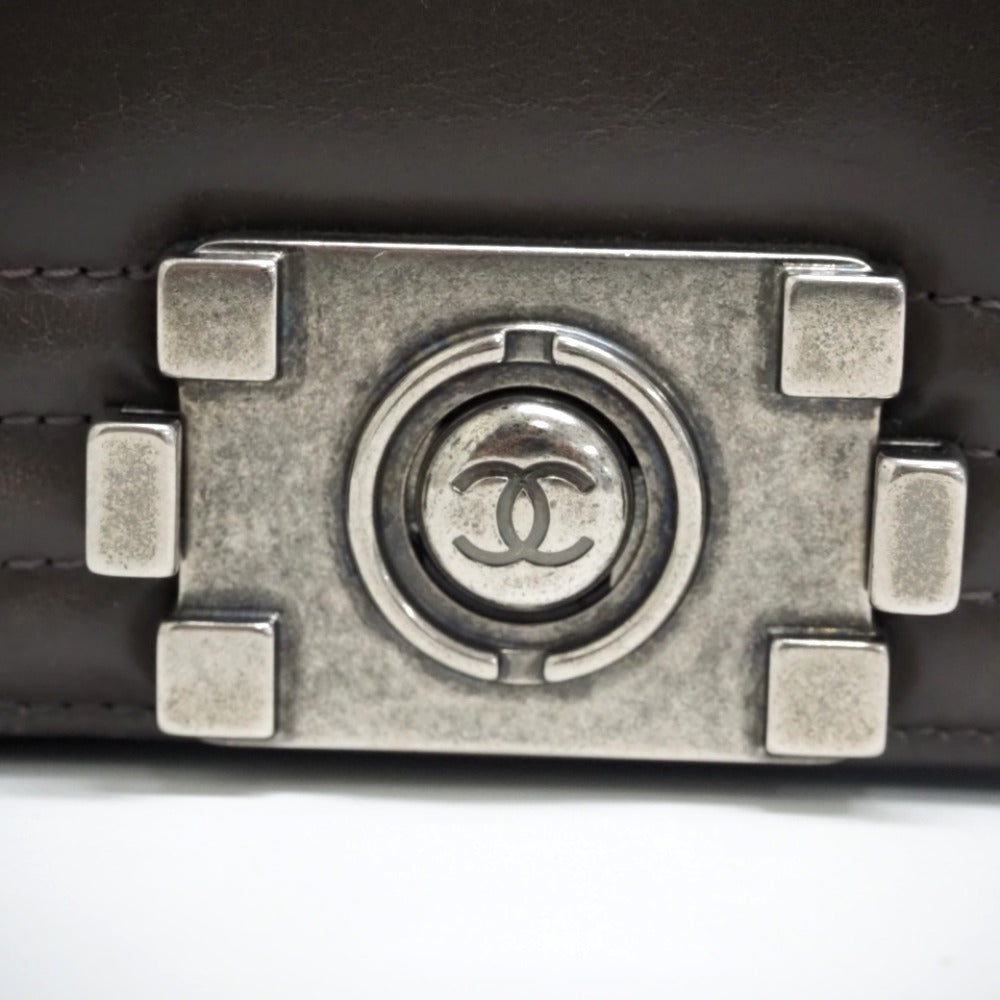 CHANEL Shoulder Bag leather gray Boy chanel