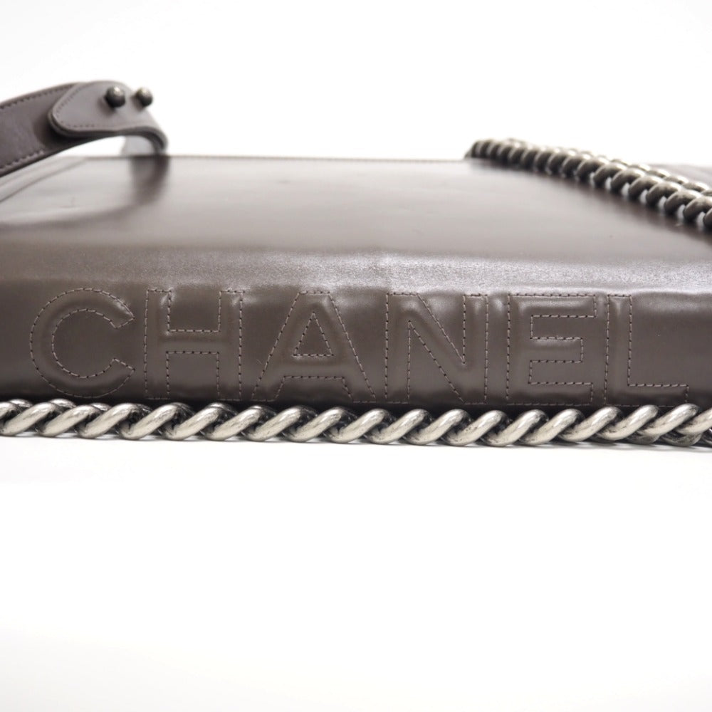 CHANEL Shoulder Bag leather gray Boy chanel