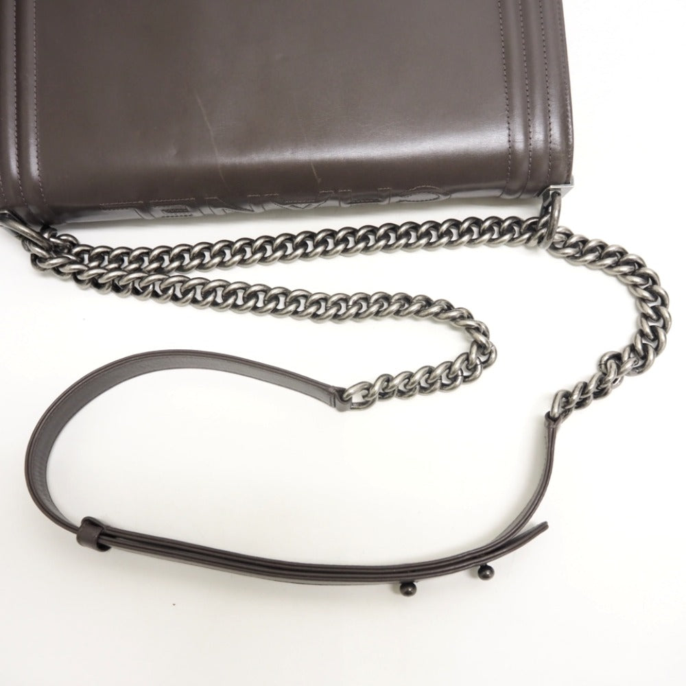 CHANEL Shoulder Bag leather gray Boy chanel