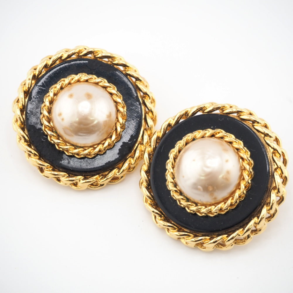CHANEL Earring Gold Plated gold Fake pearl