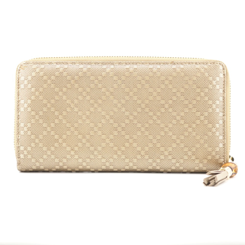 GUCCI Long Wallet Purse 224253 beige Zip Around Bamboo Diamante Women Used