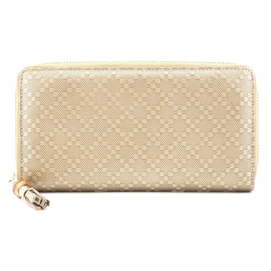 GUCCI Long Wallet Purse 224253 beige Zip Around Bamboo Diamante Women Used