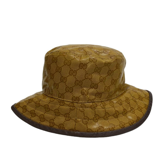 GUCCI hat 696484 Cotton, Nylon Brown Adidas Bucket Hat GG crystal S 57 mens Used