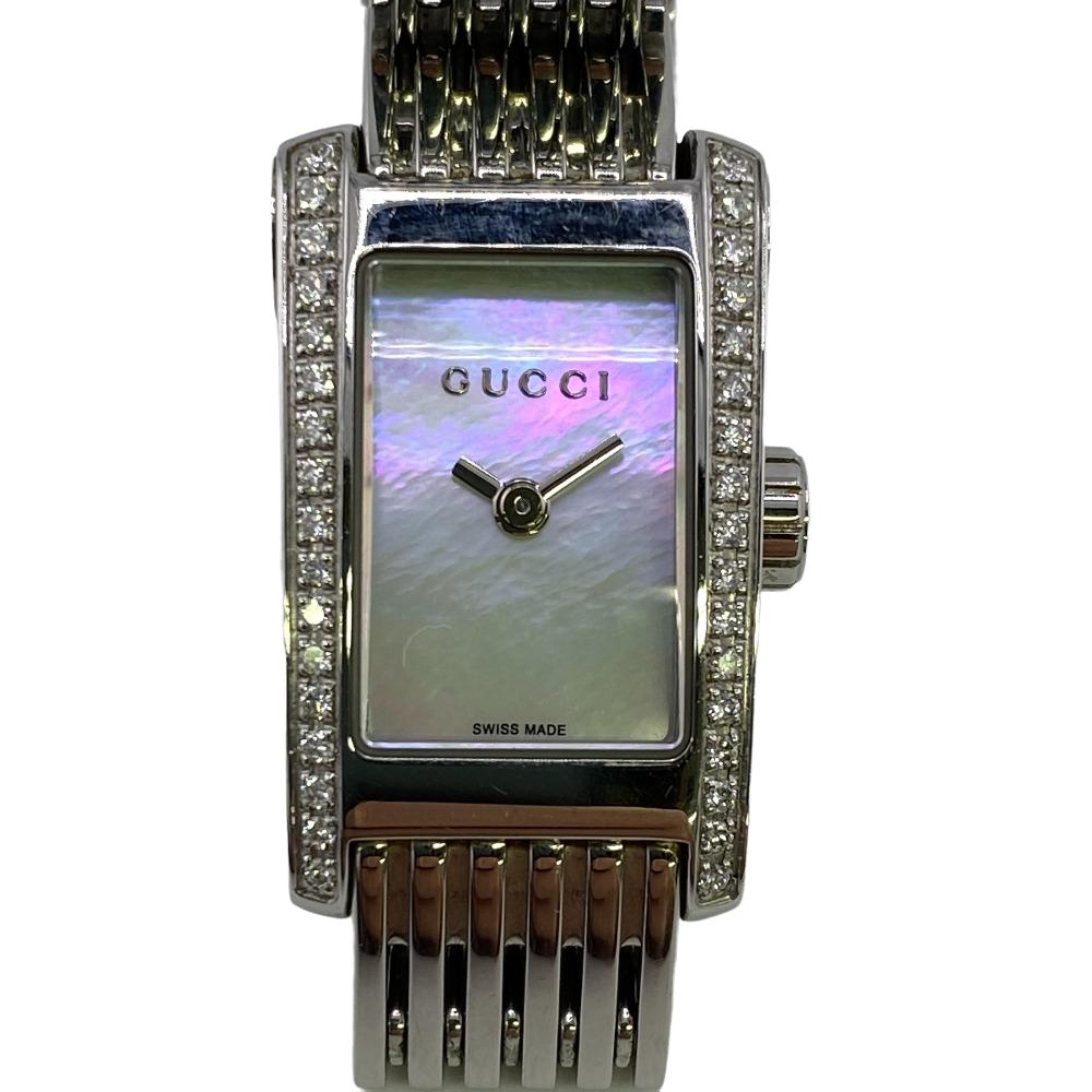 GUCCI Watches 8600L Stainless Steel Silver quartz Side diamond G Metro Women Used