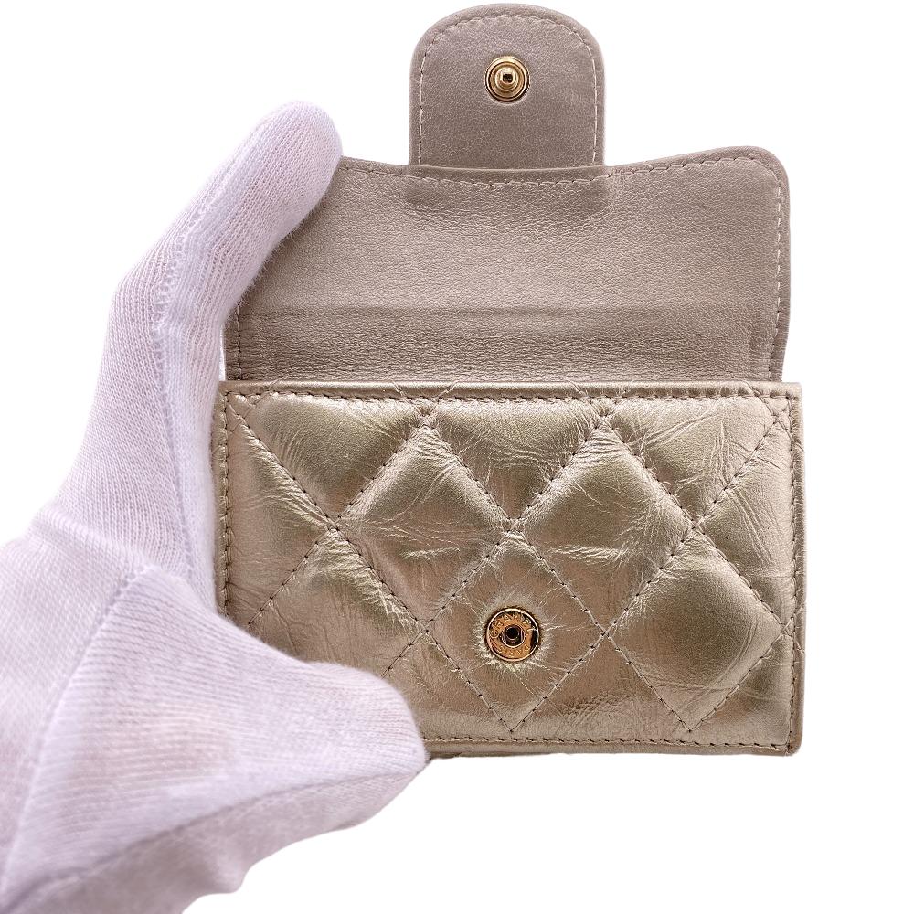CHANEL Tri-fold wallet leather gold Compact wallet
