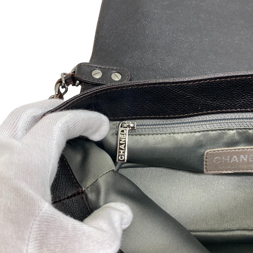 CHANEL Shoulder Bag Caviar skin Brown COCO Mark