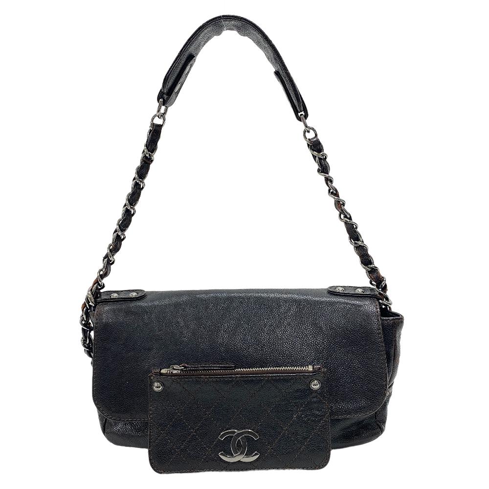 CHANEL Shoulder Bag Caviar skin Brown COCO Mark