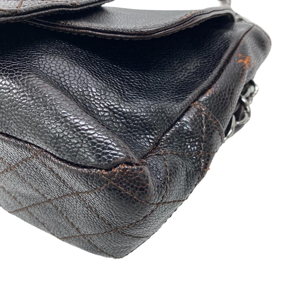 CHANEL Shoulder Bag Caviar skin Brown COCO Mark