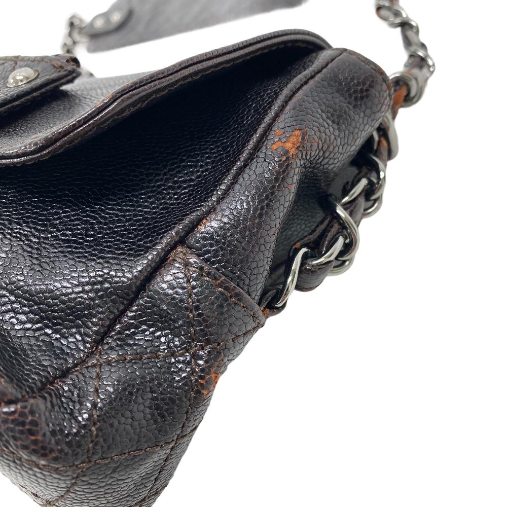 CHANEL Shoulder Bag Caviar skin Brown COCO Mark