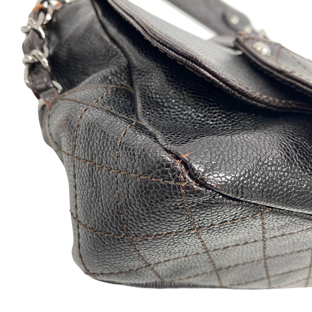 CHANEL Shoulder Bag Caviar skin Brown COCO Mark