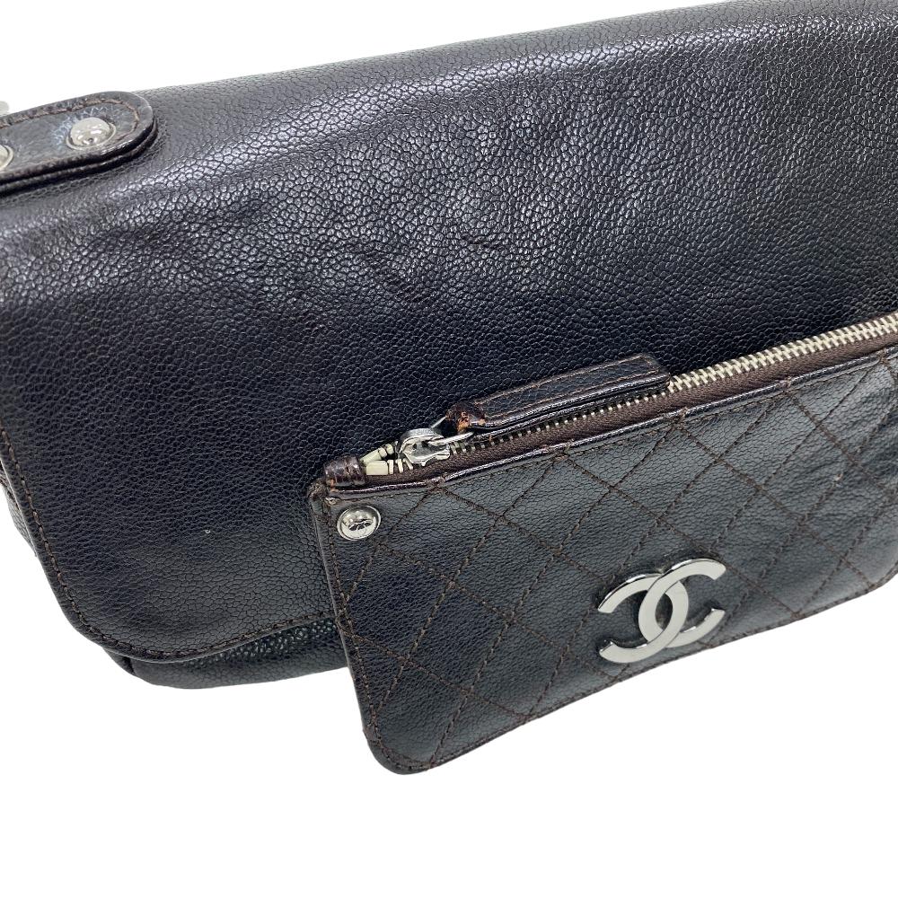 CHANEL Shoulder Bag Caviar skin Brown COCO Mark