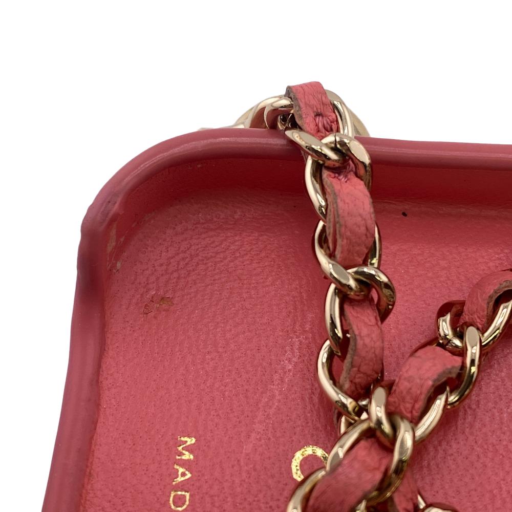CHANEL Mobile phones and smartphone accessories Caviar skin pink Smartphone case iPhone13Pro ChainShoulder Coco ball Women Used