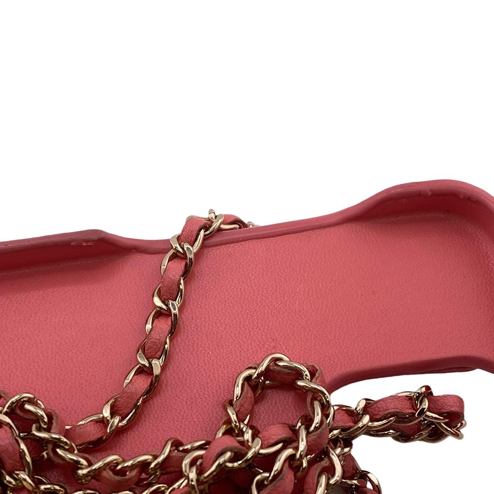 CHANEL Mobile phones and smartphone accessories Caviar skin pink Smartphone case iPhone13Pro ChainShoulder Coco ball Women Used