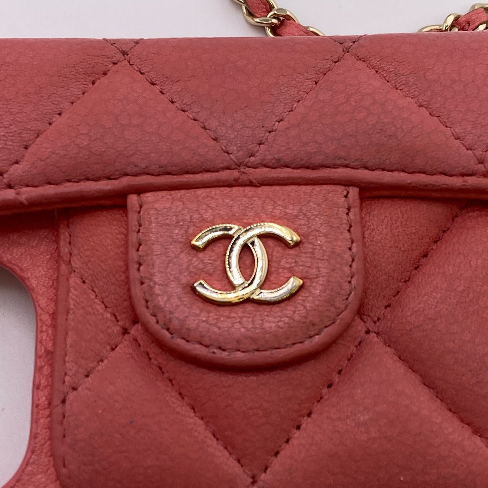 CHANEL Mobile phones and smartphone accessories Caviar skin pink Smartphone case iPhone13Pro ChainShoulder Coco ball Women Used