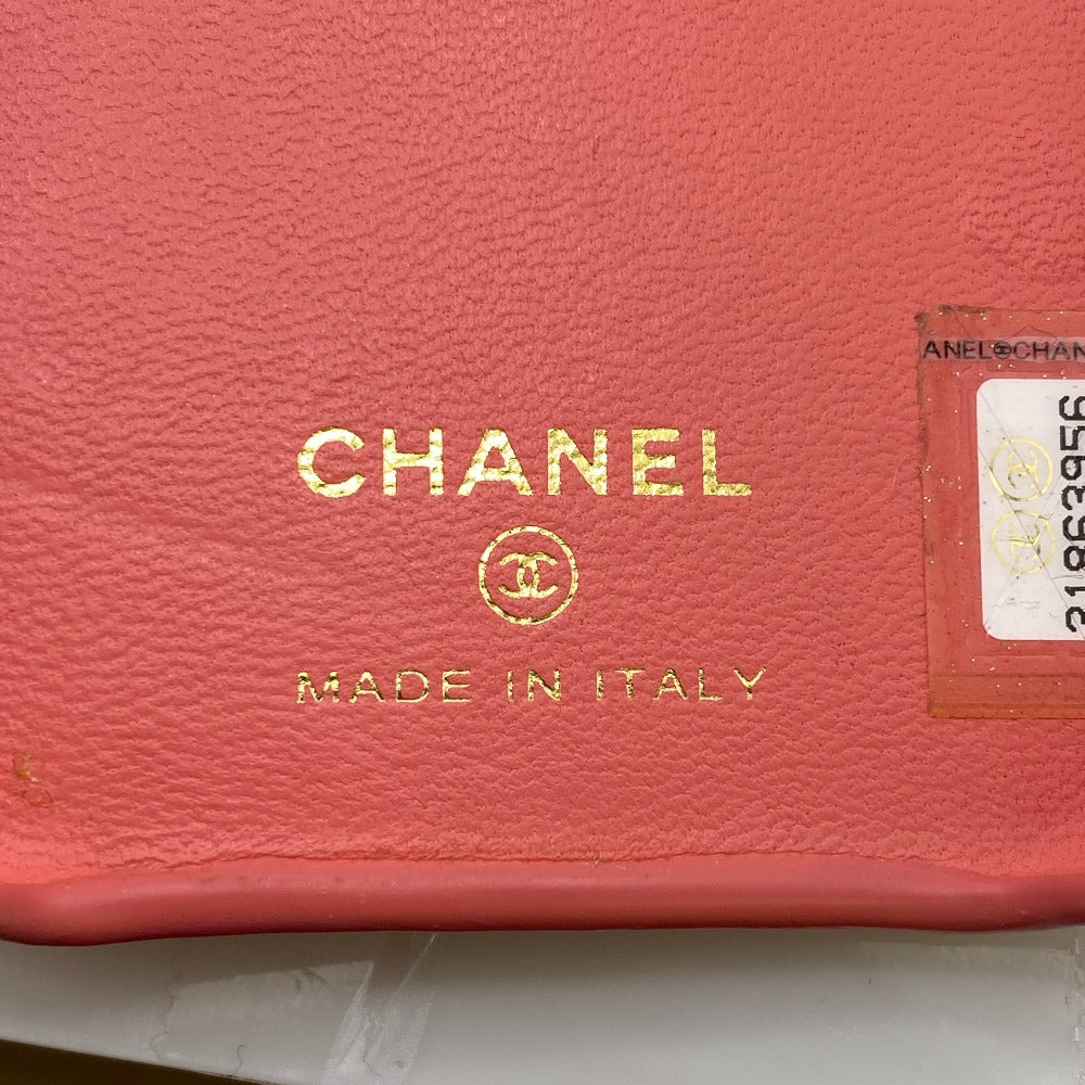 CHANEL Mobile phones and smartphone accessories Caviar skin pink Smartphone case iPhone13Pro ChainShoulder Coco ball Women Used