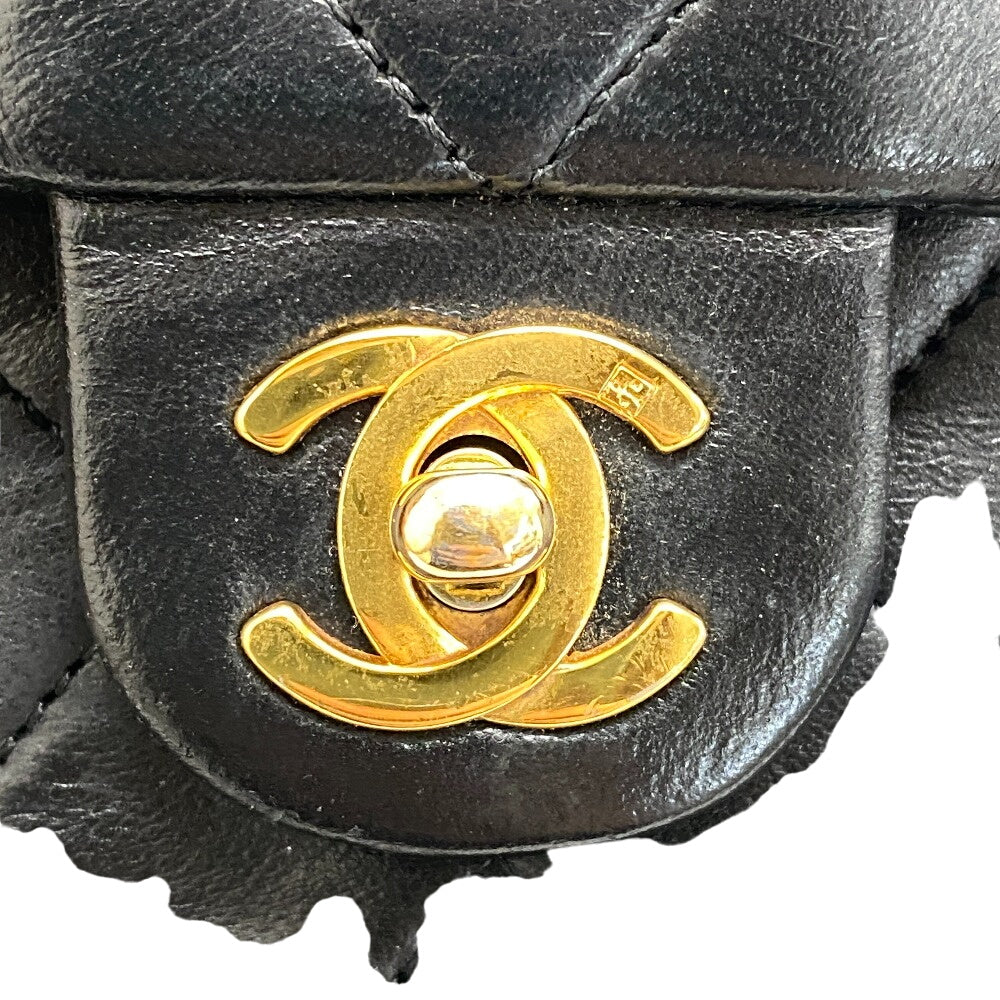 CHANEL Shoulder Bag lambskin black Single flap Single Chain COCO Mark Mini Matrasse 20 Women Used