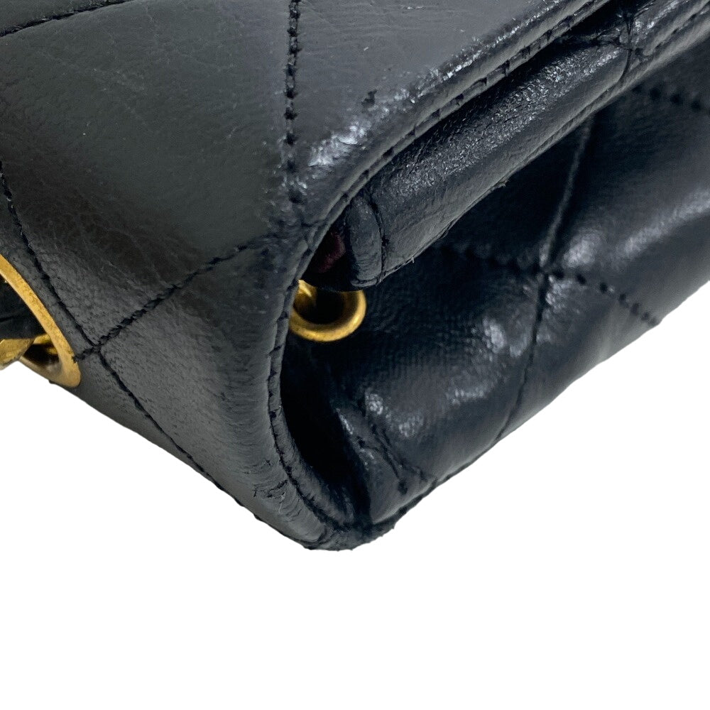 CHANEL Shoulder Bag lambskin black Single flap Single Chain COCO Mark Mini Matrasse 20 Women Used