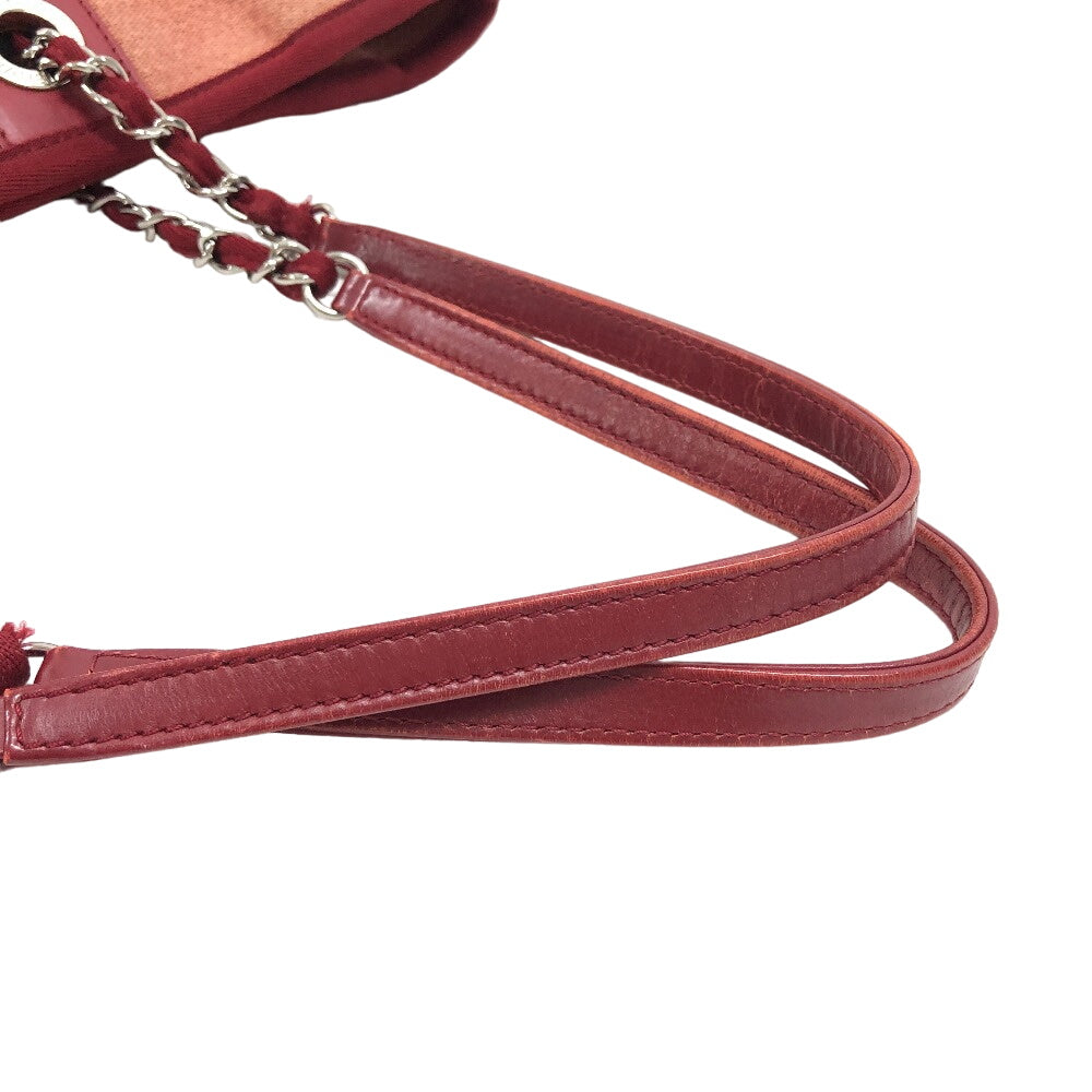 CHANEL Tote Bag canvas Red COCO Mark DeauvilleMM