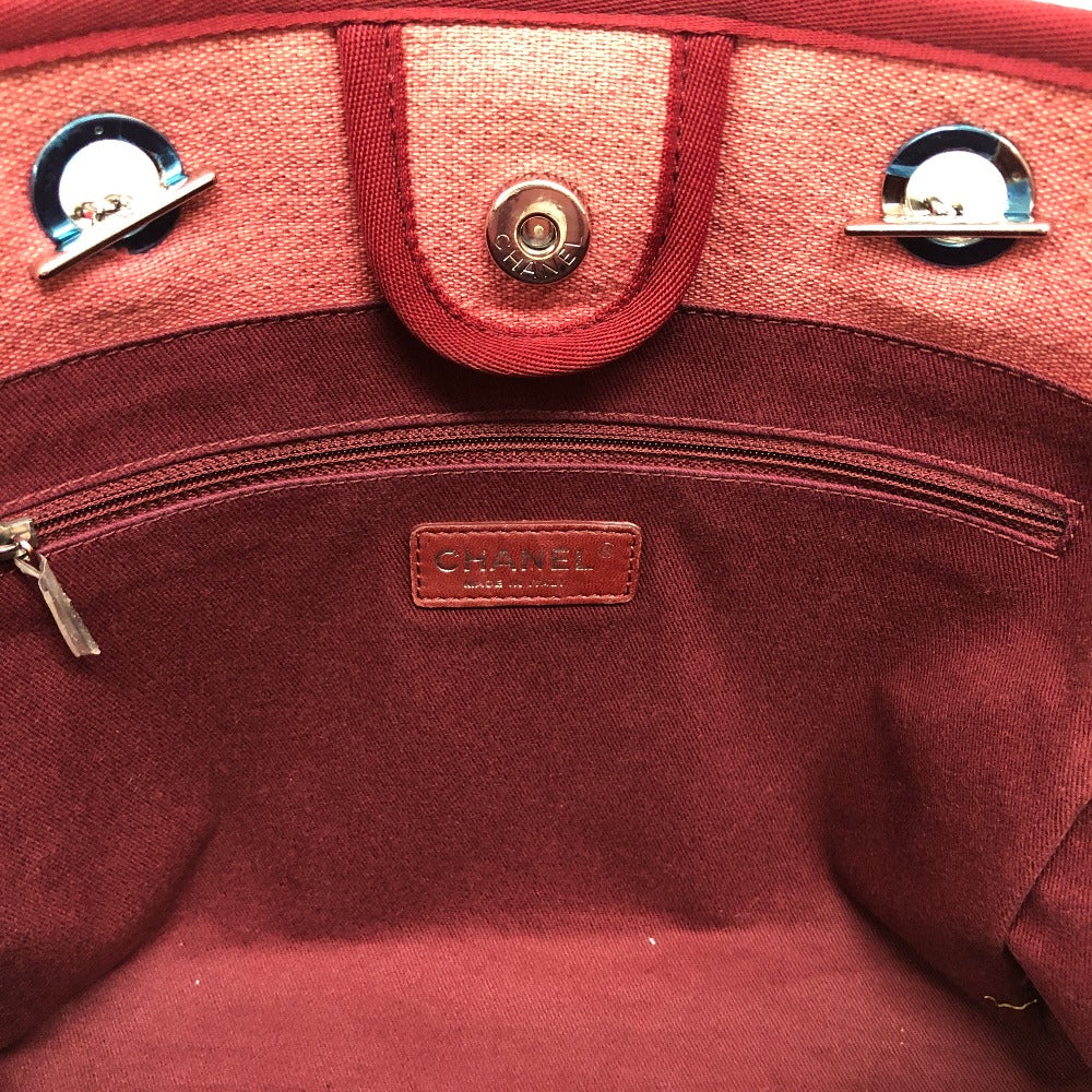 CHANEL Tote Bag canvas Red COCO Mark DeauvilleMM