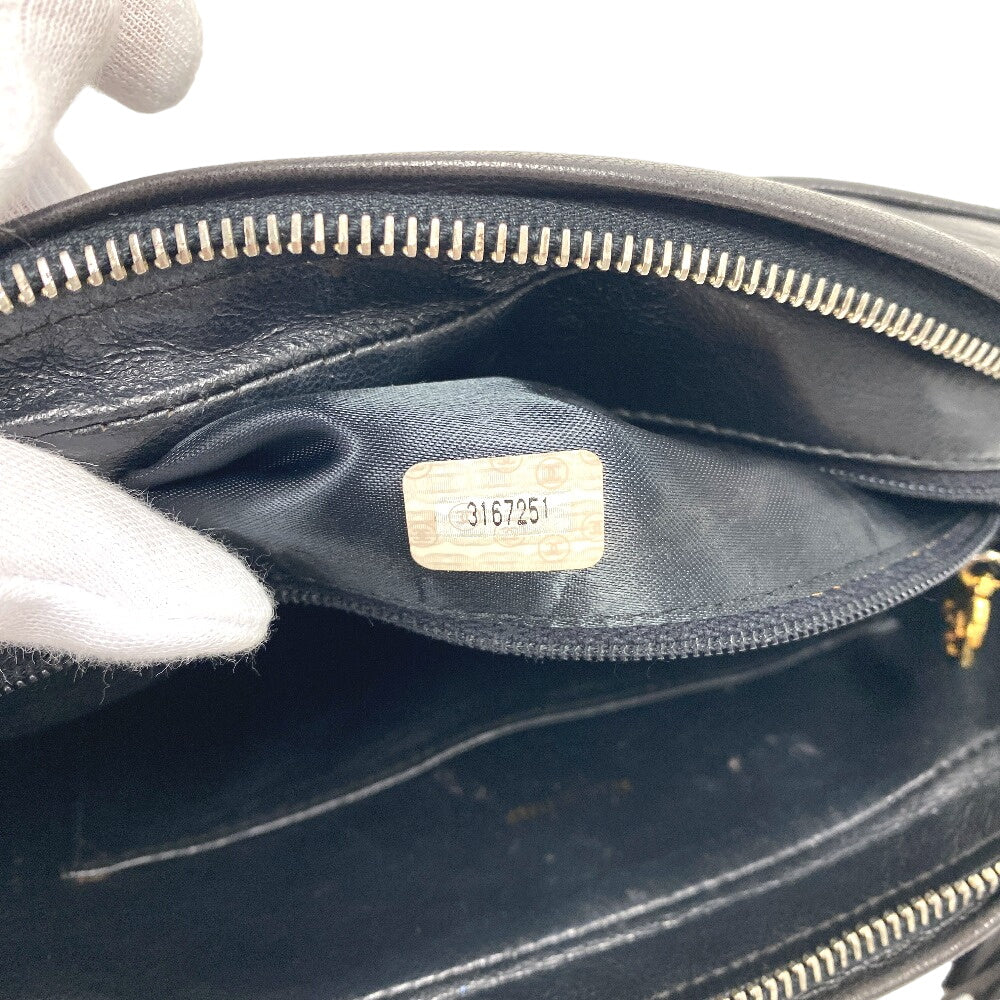 CHANEL Shoulder Bag lambskin black COCO Mark Fringe Matrasse