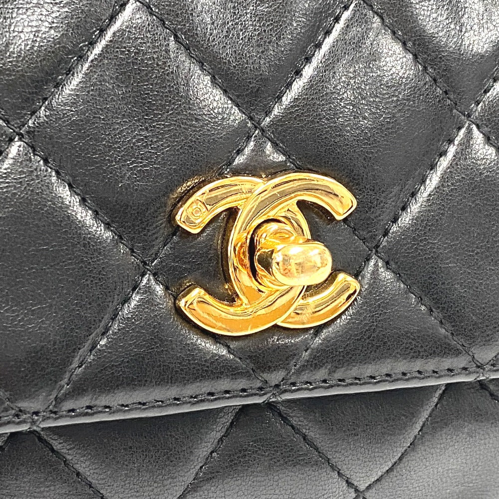 CHANEL Shoulder Bag lambskin black COCO Mark Fringe Matrasse