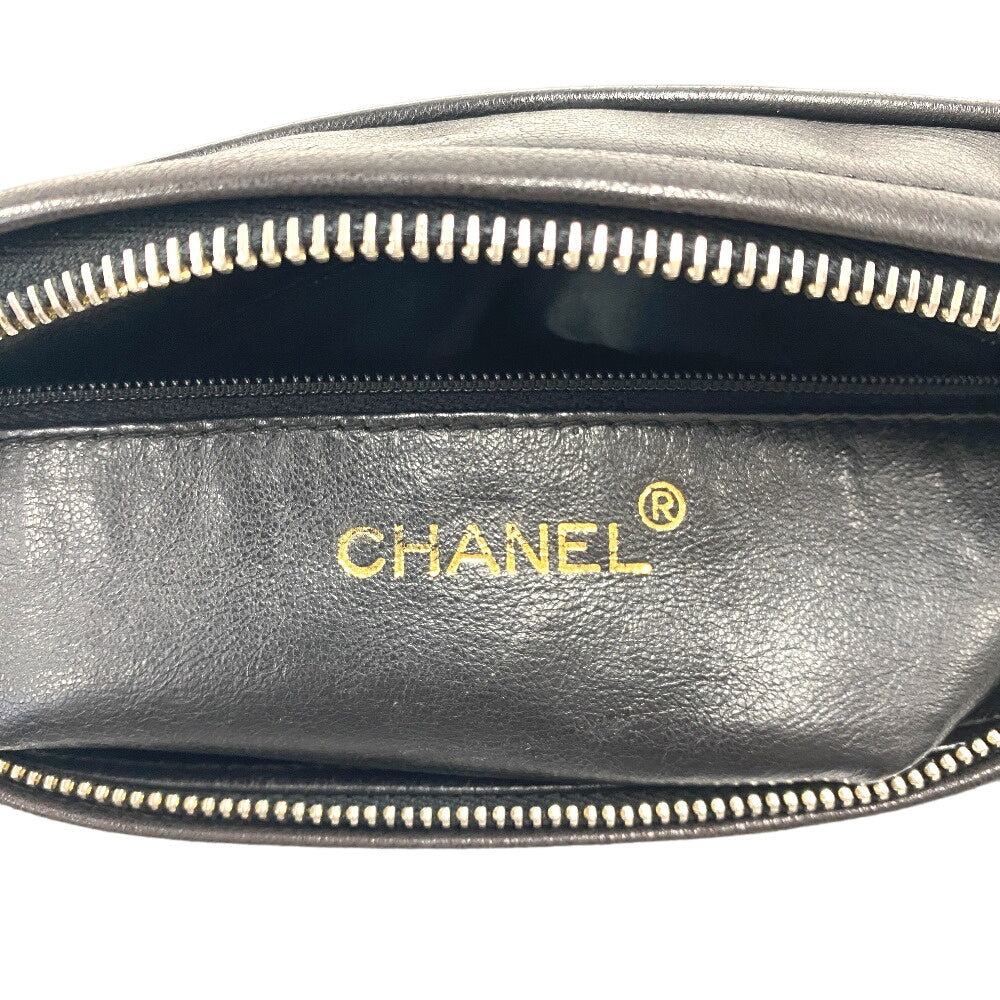 CHANEL Shoulder Bag lambskin black COCO Mark Fringe Matrasse