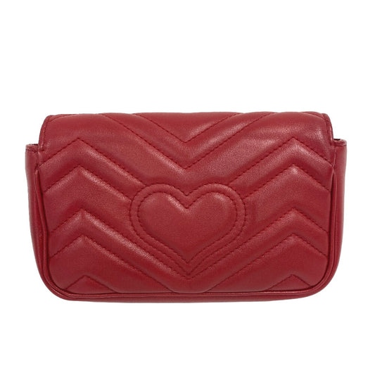 GUCCI Shoulder Bag 476433 leather Red ChainShoulder GG Marmont Women Used