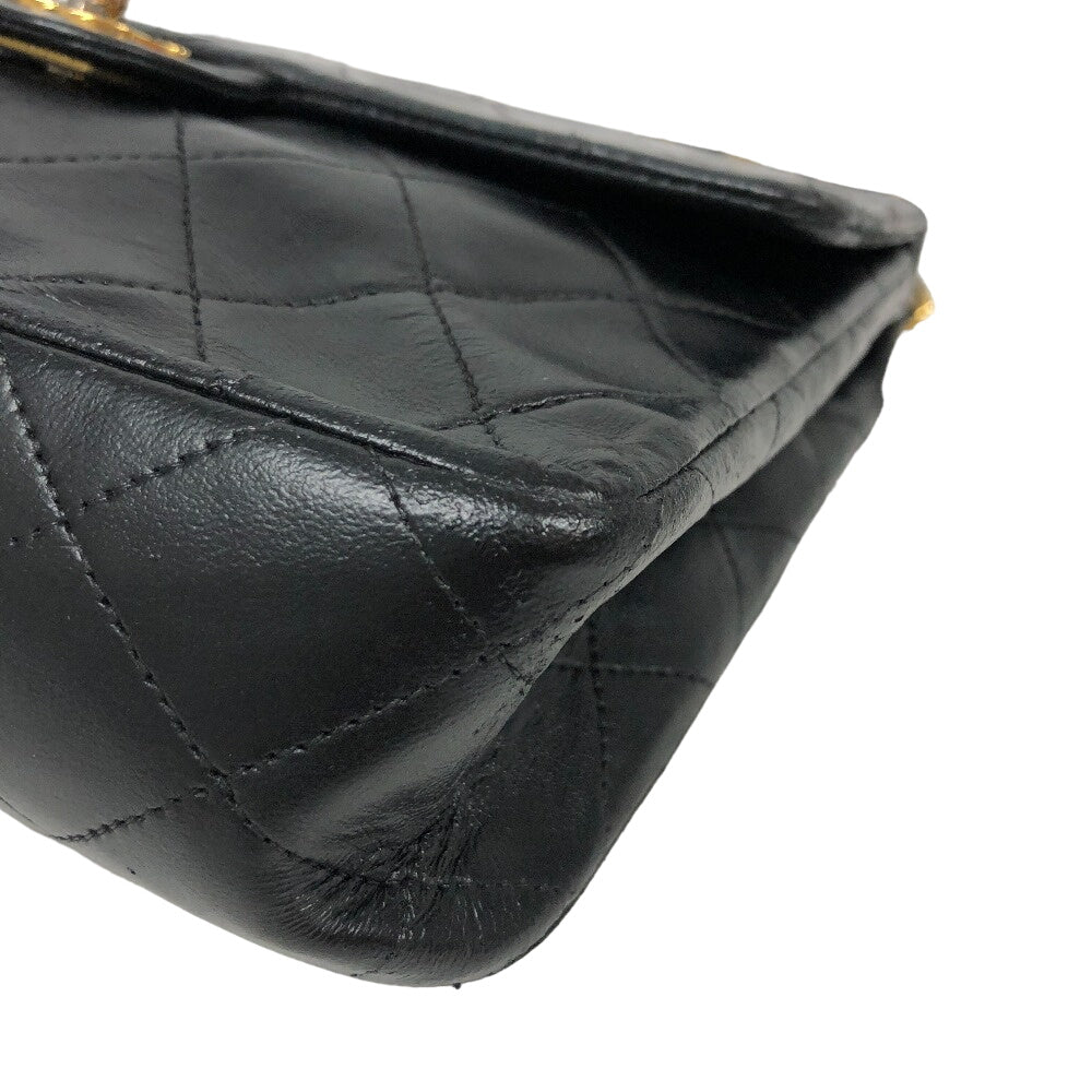 CHANEL Shoulder Bag lambskin black COCO Mark Mini matrasse
