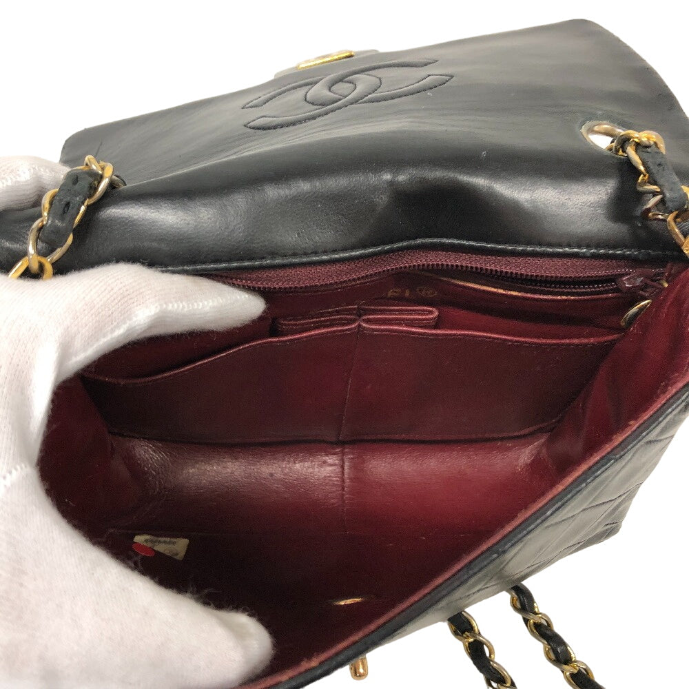 CHANEL Shoulder Bag lambskin black COCO Mark Mini matrasse