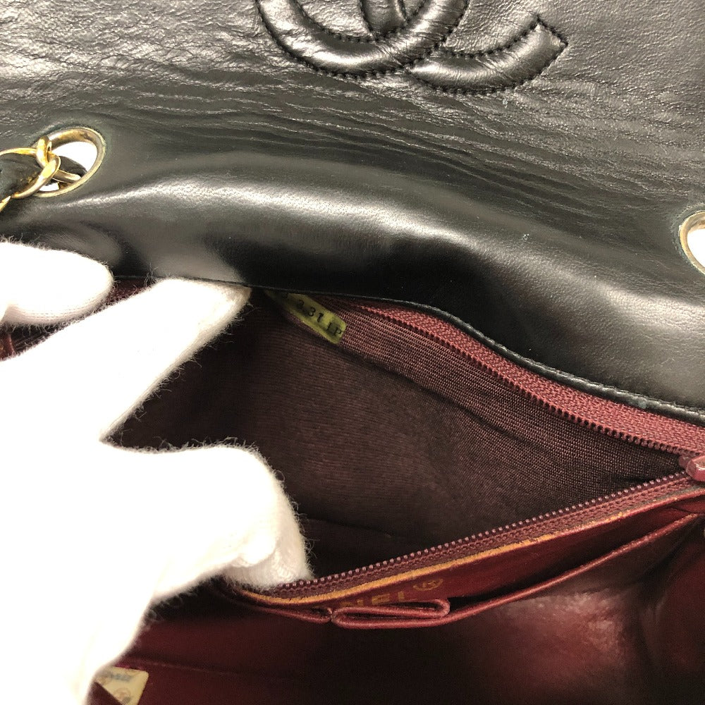 CHANEL Shoulder Bag lambskin black COCO Mark Mini matrasse
