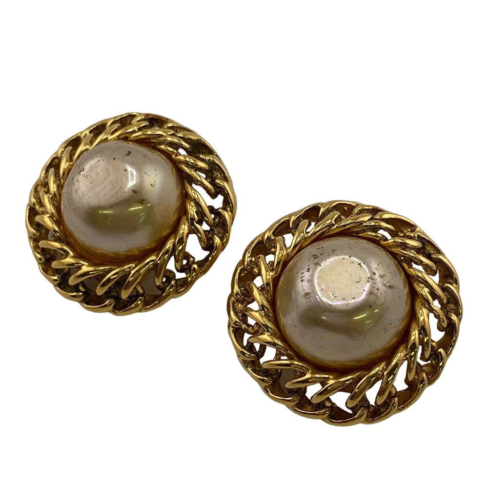 CHANEL Earring Gold Plated gold Fake pearl