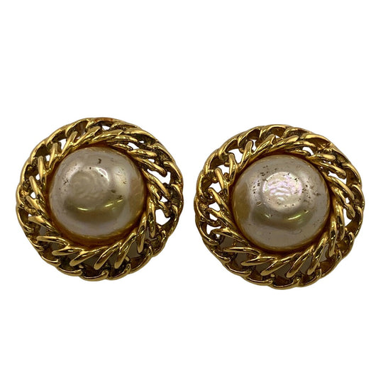 CHANEL Earring Gold Plated gold Fake pearl
