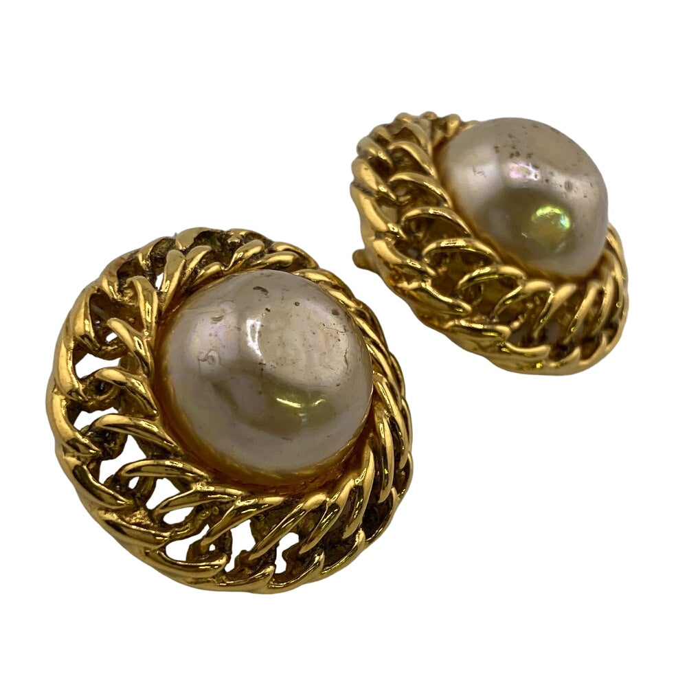 CHANEL Earring Gold Plated gold Fake pearl