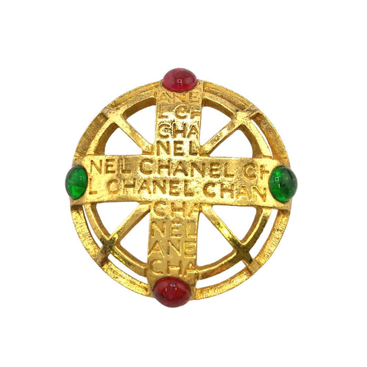 CHANEL Brooch Gold Plated, Color Stone gold Gripoa Women Used