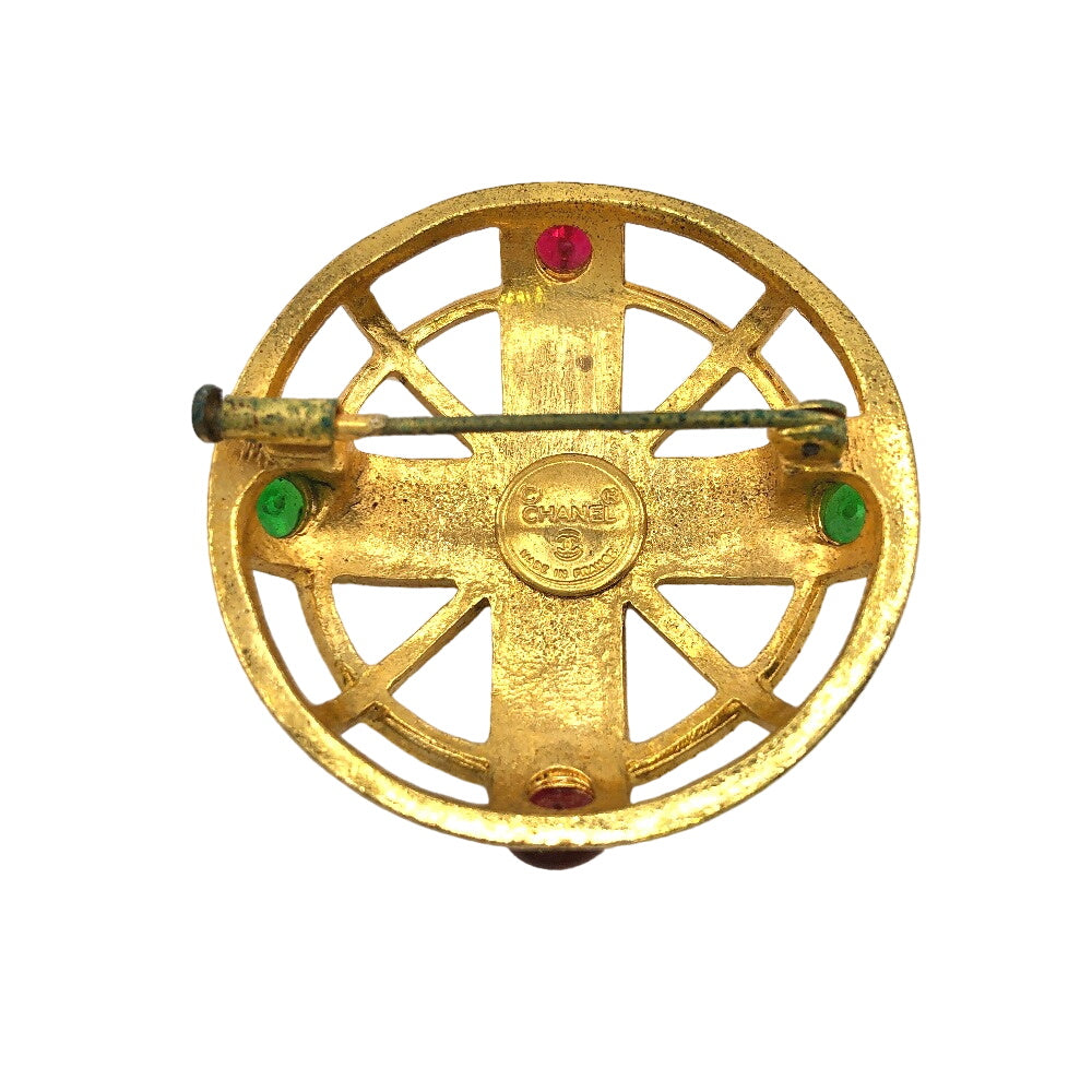 CHANEL Brooch Gold Plated, Color Stone gold Gripoa Women Used